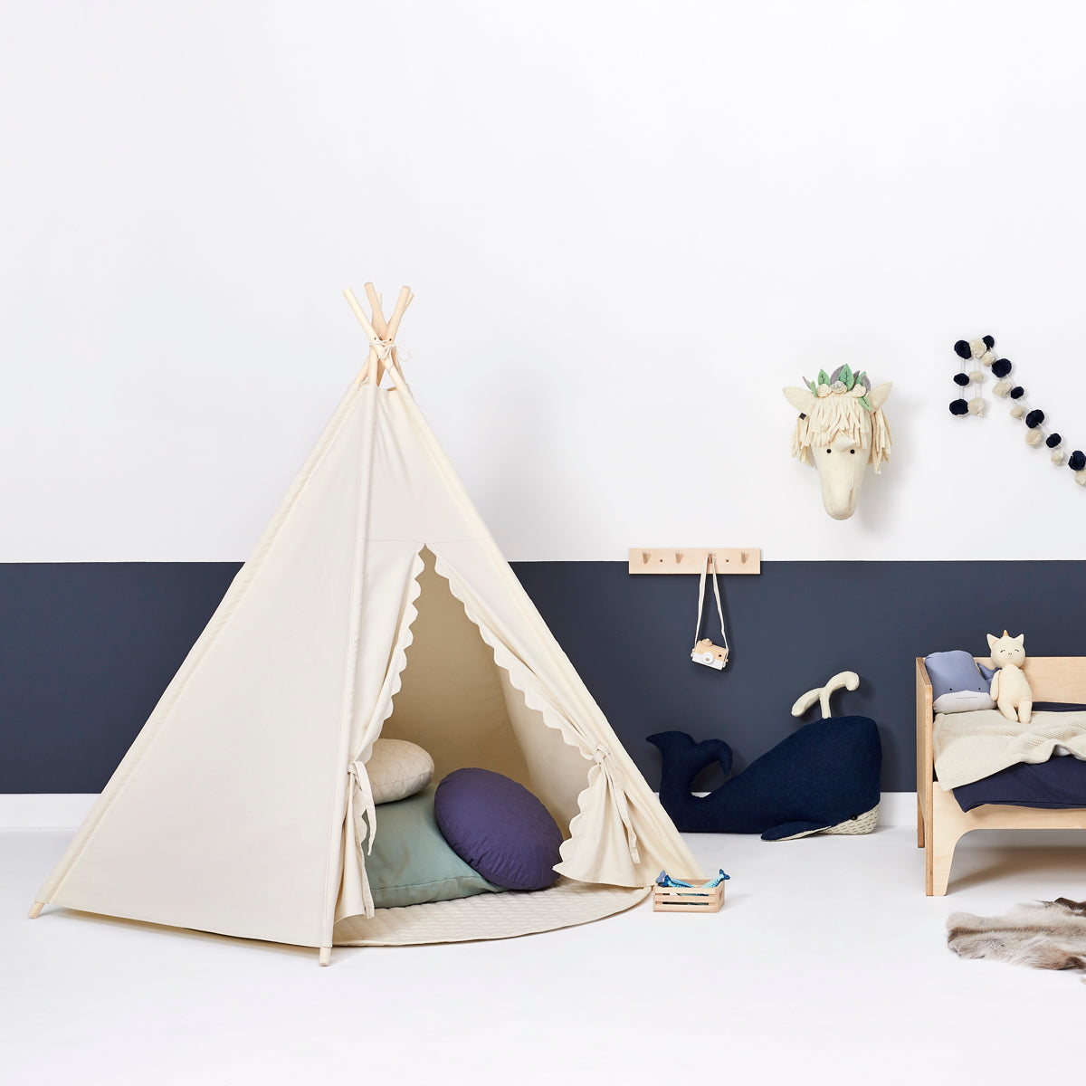 The Little Green Sheep Children's Teepee Play Tent - Linen