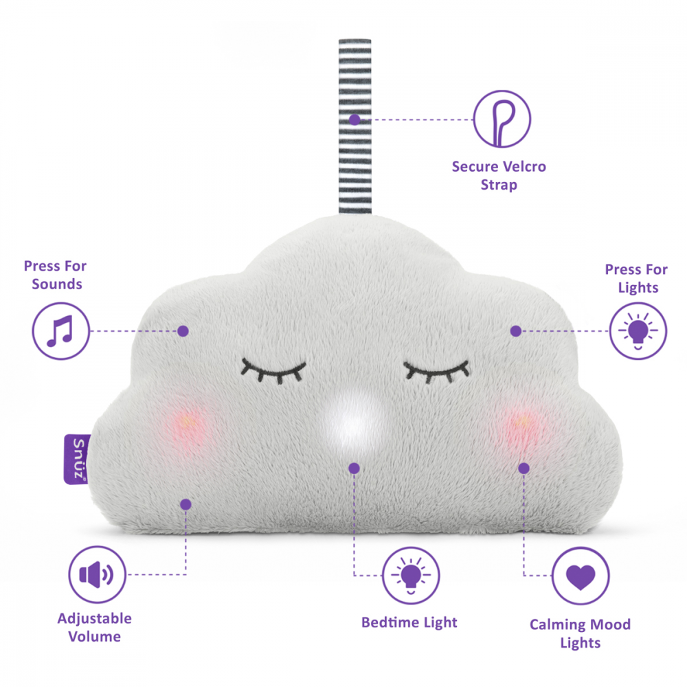 SnuzCloud 3-in-1 Baby Sleep Aid & Night Light - Grey