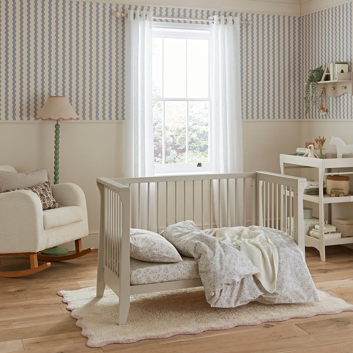 CuddleCo Clara Mini 2 Piece Nursery Furniture Set with Cot Bed and Changer - Cashmere