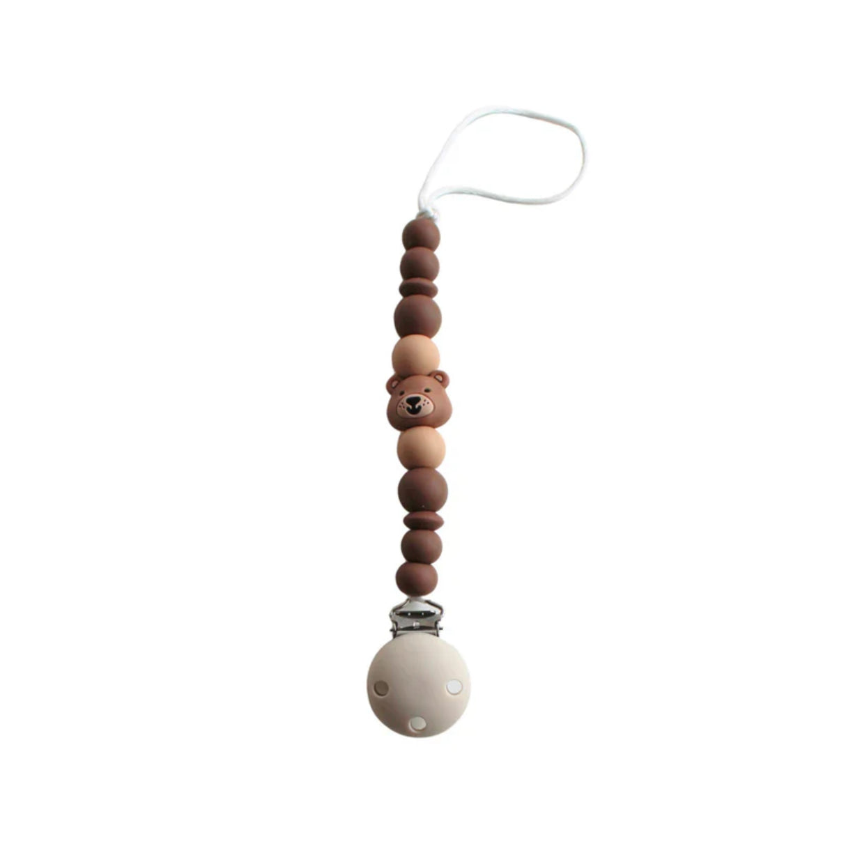 Chewies Silicone Bear Teething Pacifier Clip - Navaho Cream