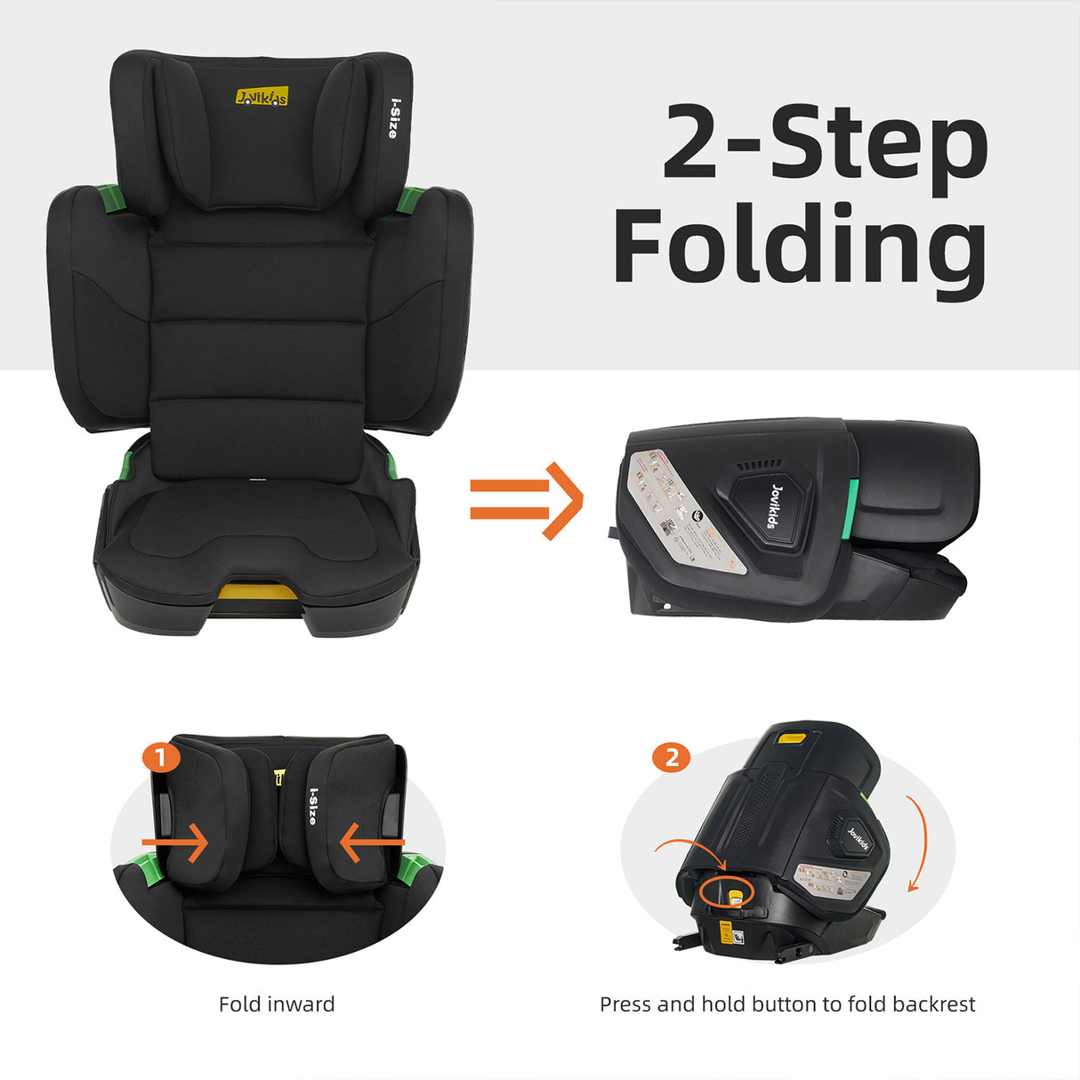 Jovikids Rober Foldable High Back Booster - Black
