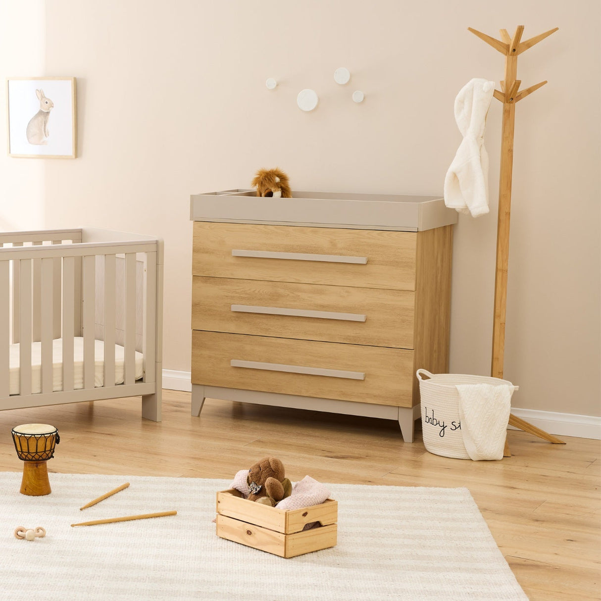 Tutti Bambini Hallee Dresser / Chest Changer - Golden Oak & Mushroom