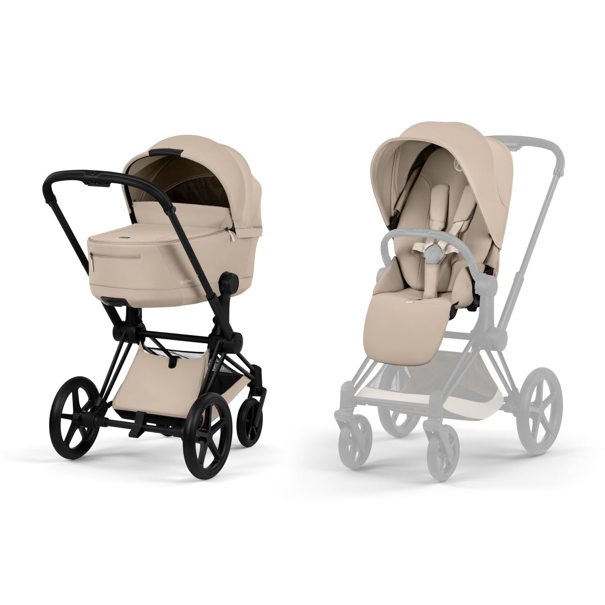 Cybex Priam 2026 Ultimate Bundle with Cloud T & ISOFIX Base - Matt Black / Cozy Beige