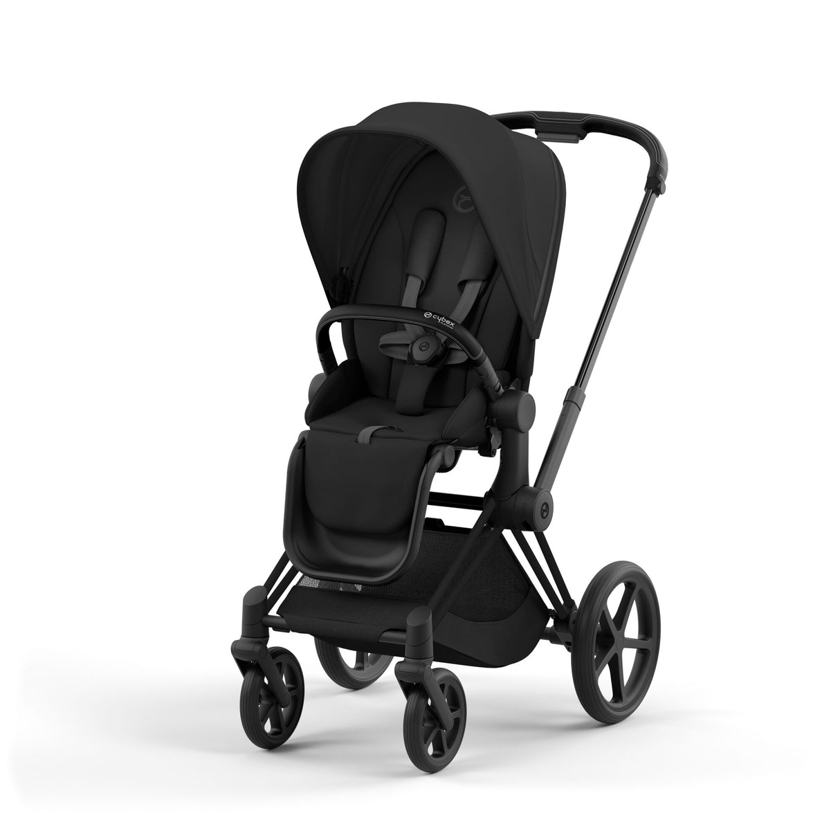 Cybex Priam Travel System with Accessories, Cloud T Car Seat & ISOFIX Base - Sepia Black / Matt Black Frame