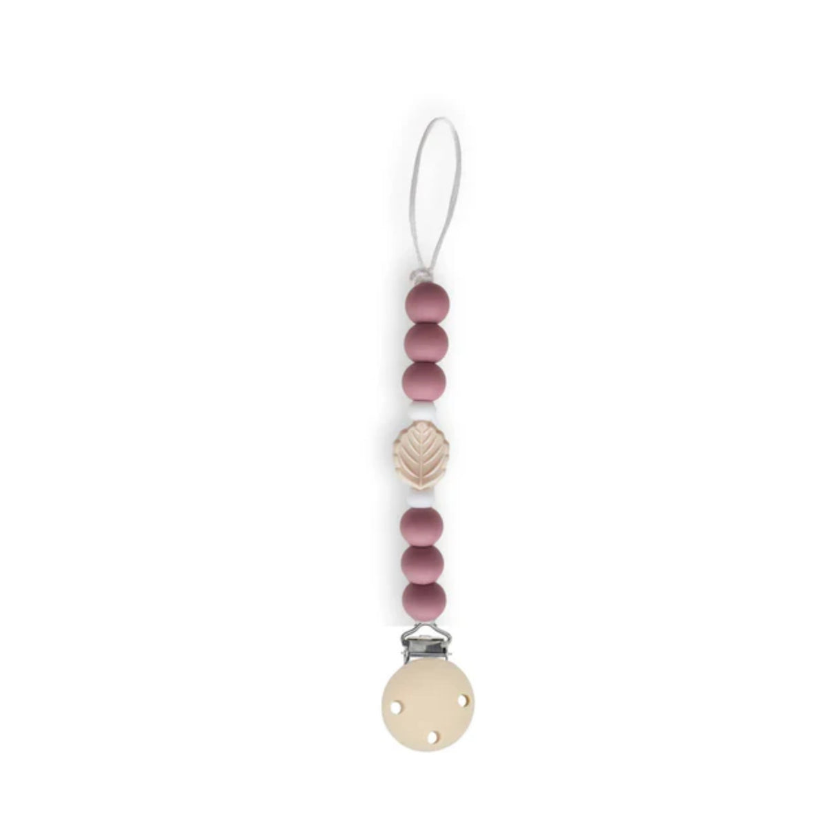 Chewies Silicone Leaf Teething Pacifier Clip - Blush