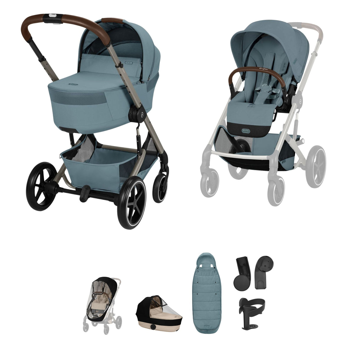 Cybex Balios 2026 Foldable Carrycot Accessory Bundle - Stormy Blue