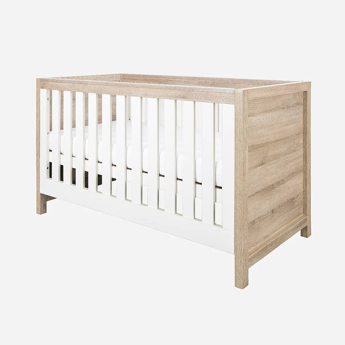 Tutti Bambini Modena 2 Piece Nursery Furniture Set with Cot Bed & Dresser - White & Oak
