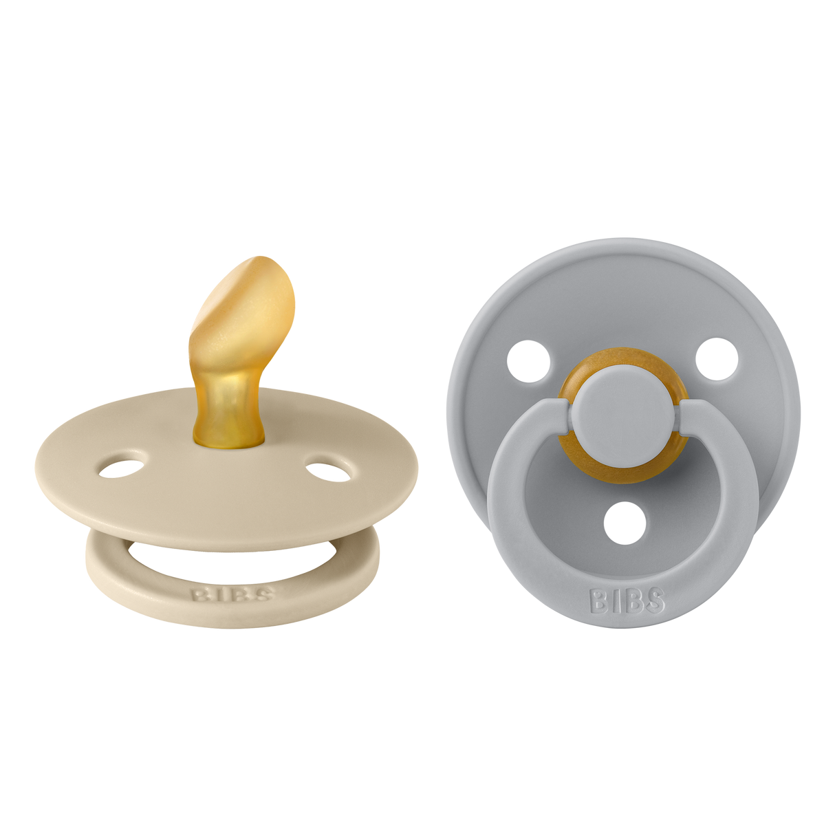 BIBS Colour Anatomical Latex Pacifiers Size 2 – Vanilla & Cloud (2 Pack)