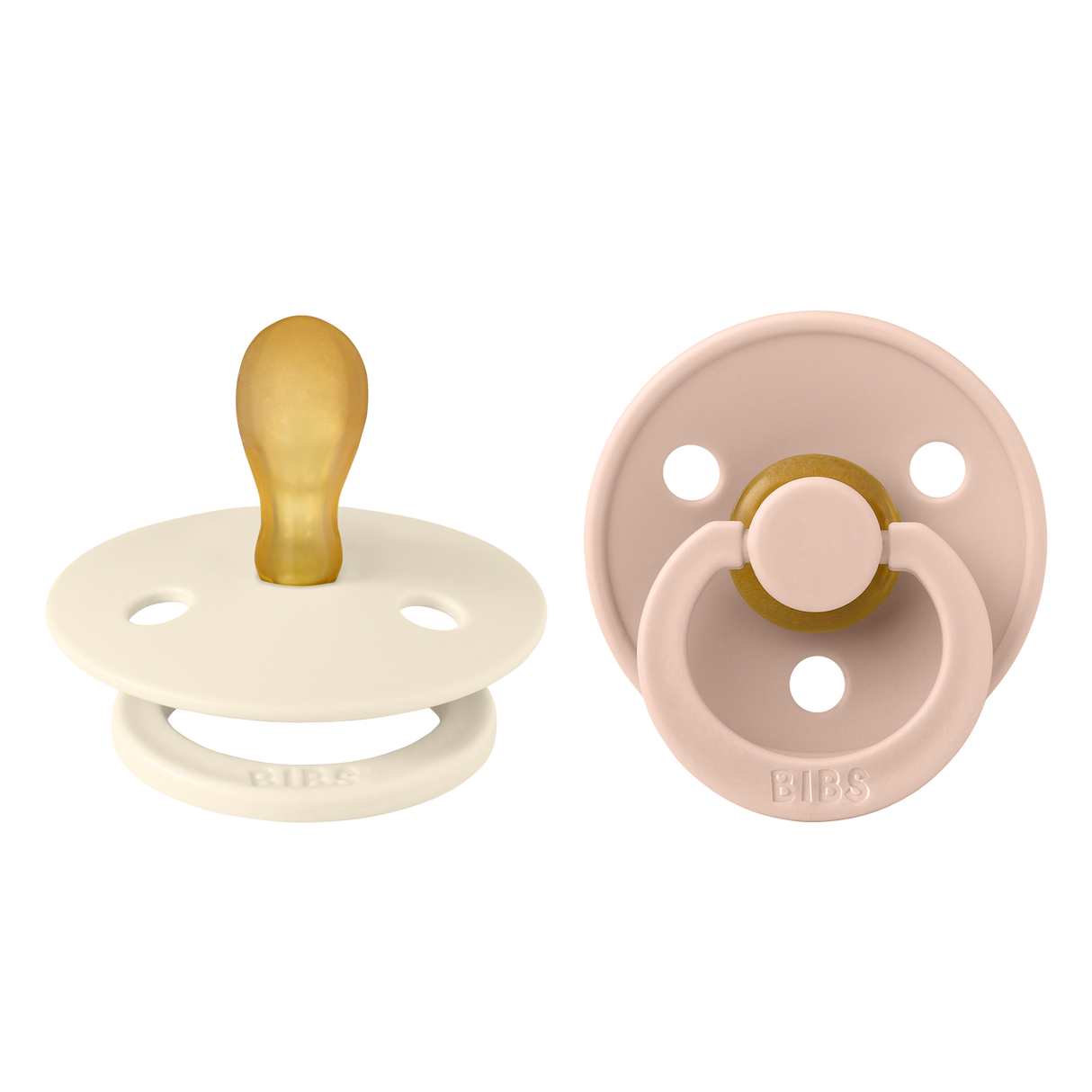 BIBS Colour Symmetrical Latex Pacifiers Size 2 – Ivory & Blush (2 Pack)