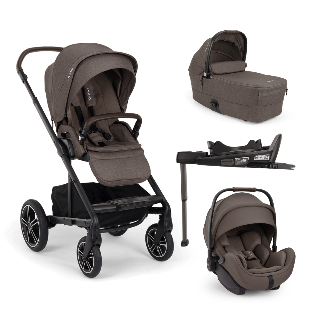 Nuna Mixx Next Travel System with ARRA Flex Car Seat & Curv ISOFIX Base - Chestnut