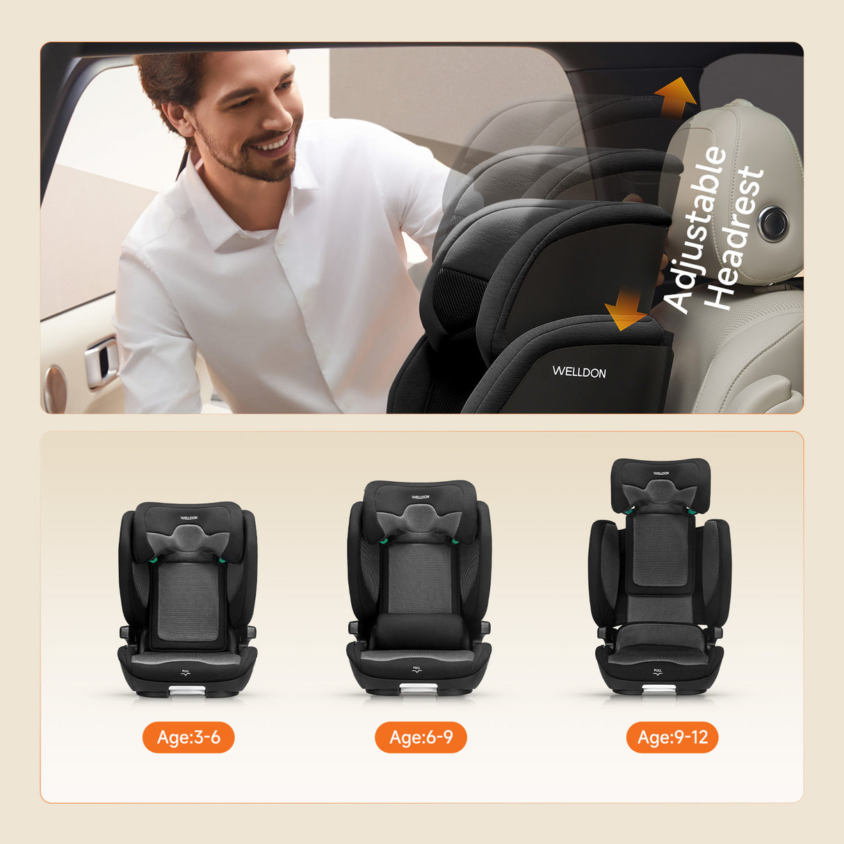 Welldon Cocoon Travel 2 High Back Booster - Ebony