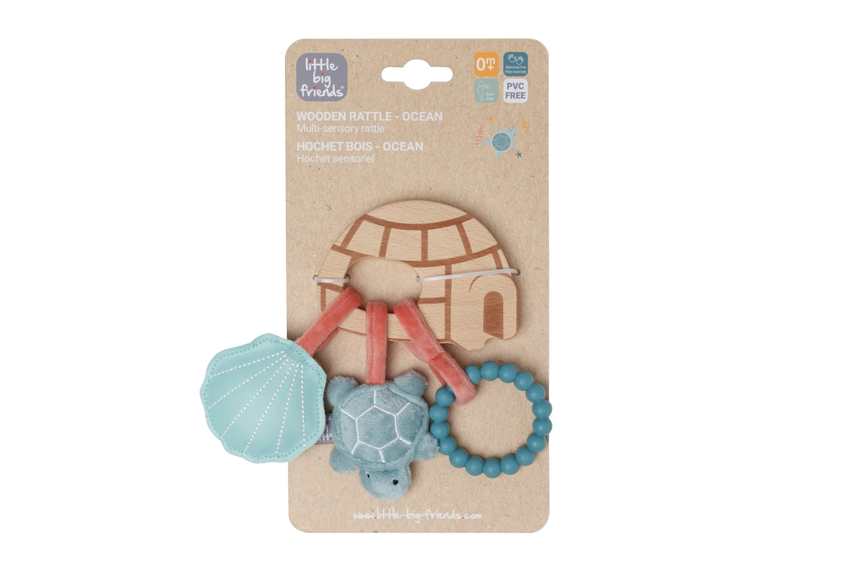 Little Big Friends Wooden Baby Rattle - Ocean