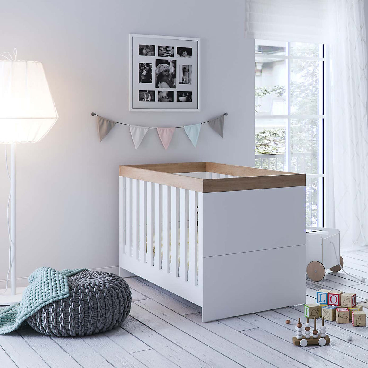 Little Acorns Burlington Cot Bed - White & Oak