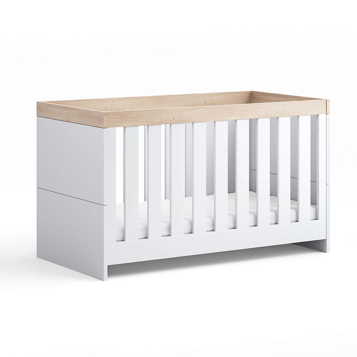 Little Acorns Burlington 2 Piece Nursery Furniture Set with Cot Bed and Dresser - White & Oak