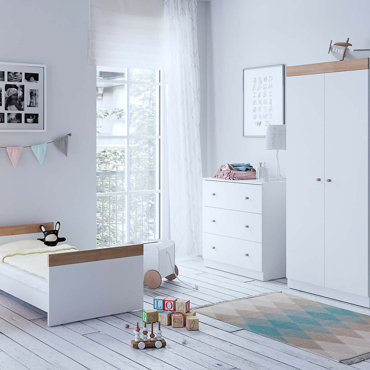 Little Acorns Burlington Cot Bed - White & Oak