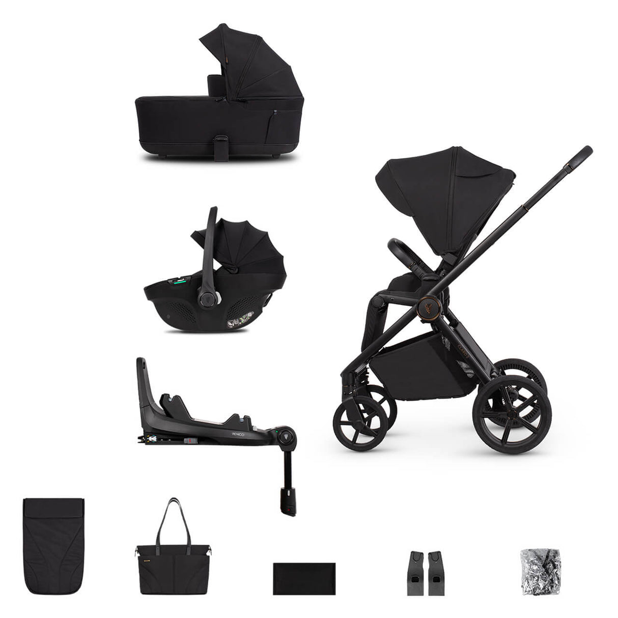 Venicci Claro 2 Travel System with Tiago Car Seat and ISOFIX Base - Noir