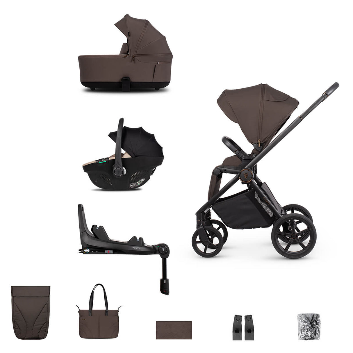 Venicci Claro 2 Travel System with Tiago Car Seat and ISOFIX Base - Chocolate