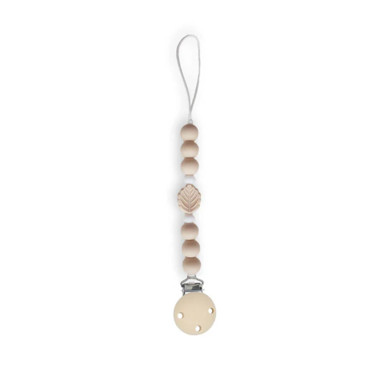 Chewies Silicone Leaf Teething Pacifier Clip - Pale Pink/Beige