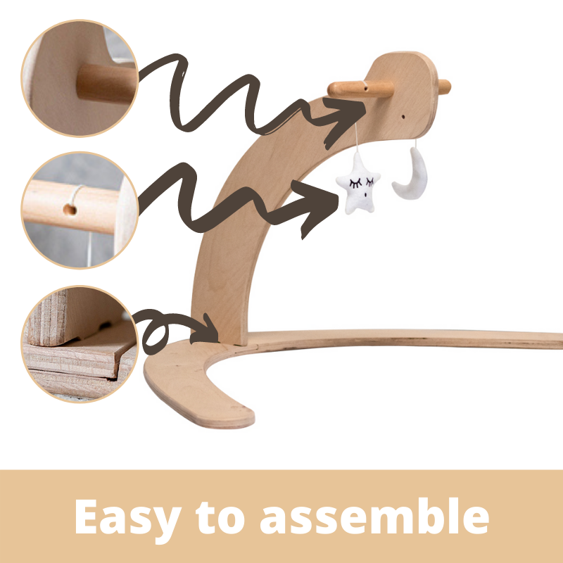 MamaToyz Dinky Wooden Baby Activity Gym with Moon & Star Soft Toys