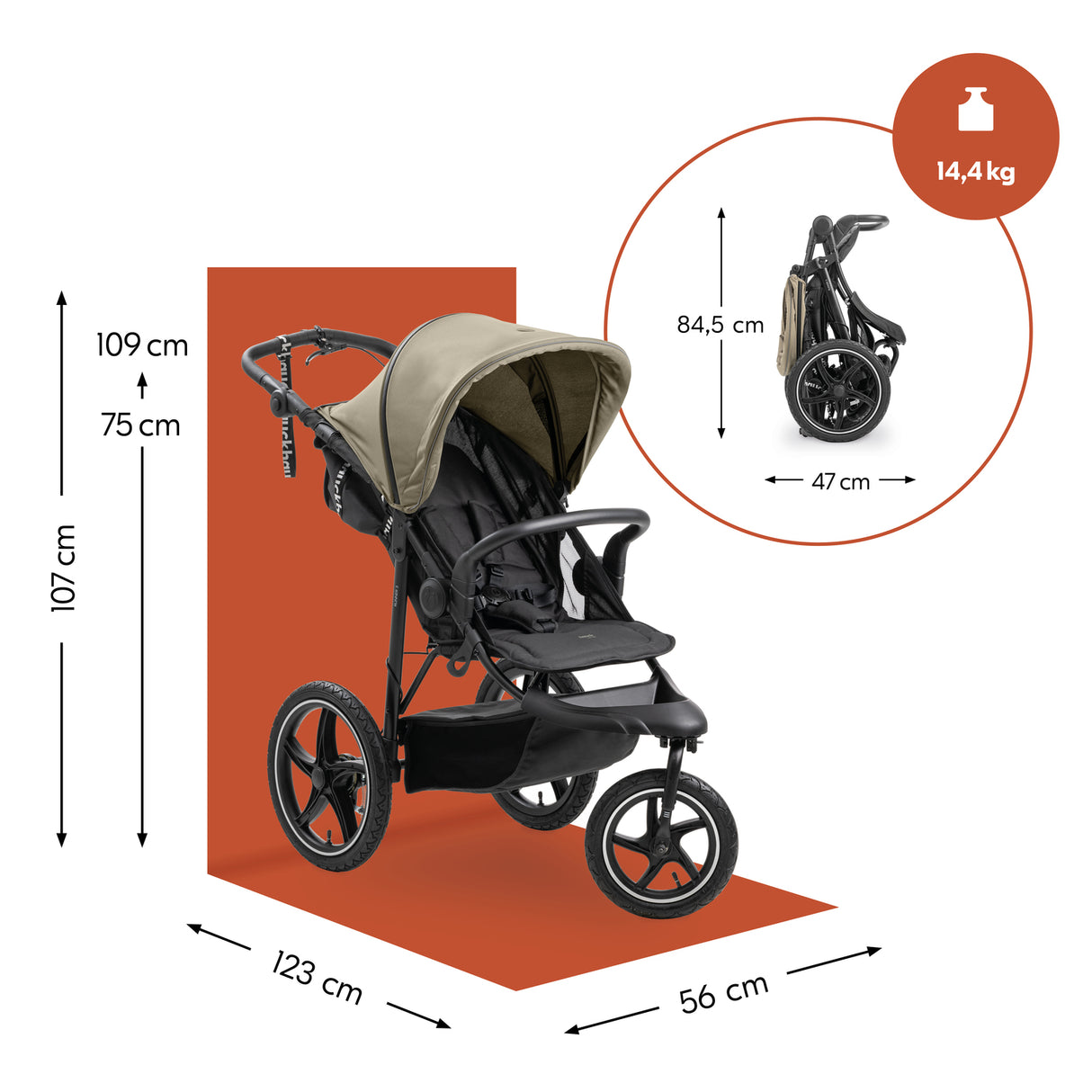 Hauck Runner 3 Pushchair - Olive