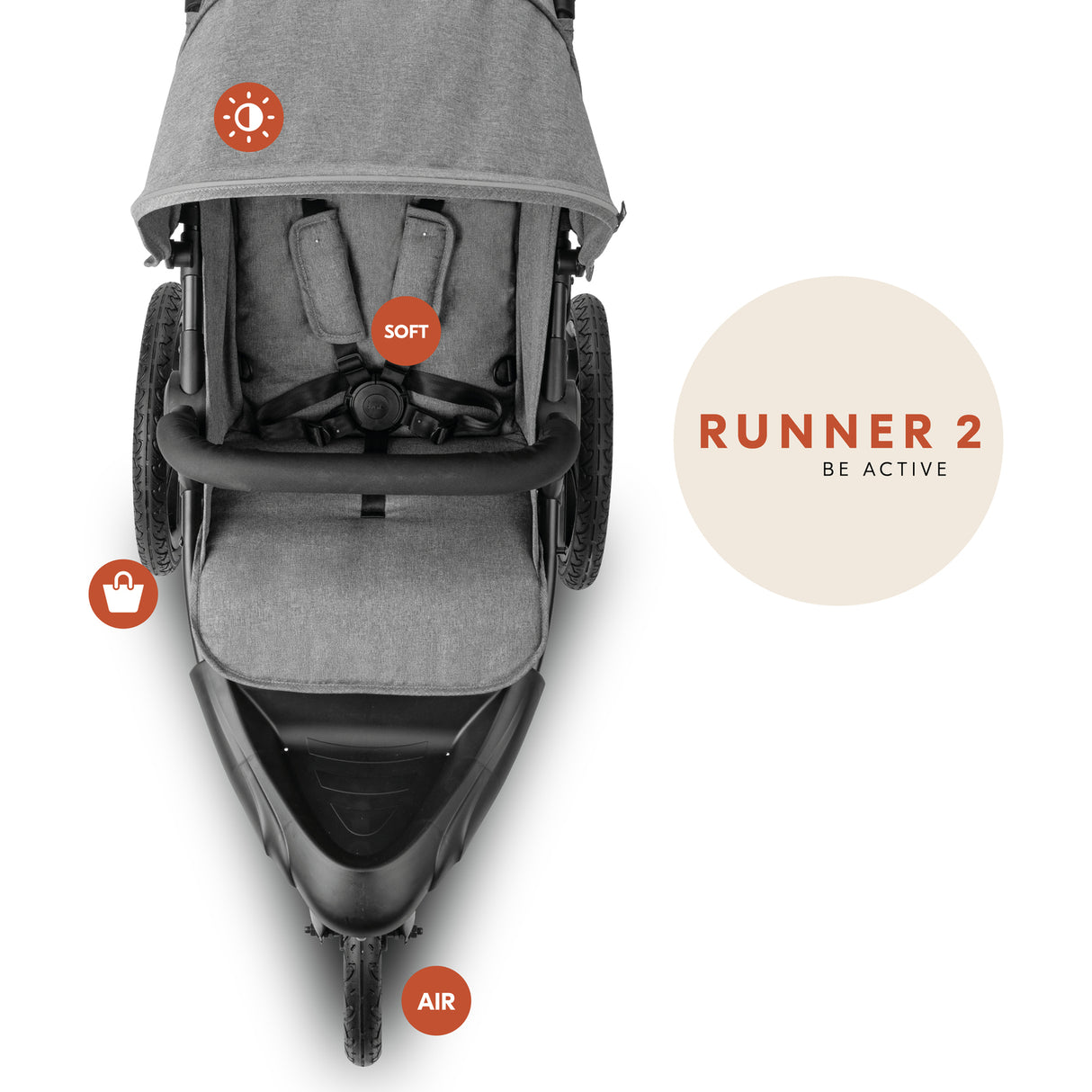 Hauck Runner 2 Pushchair - Grey Melange
