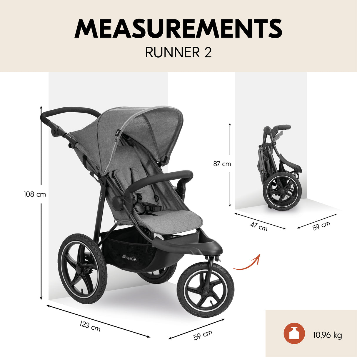 Hauck Runner 2 Pushchair - Grey Melange