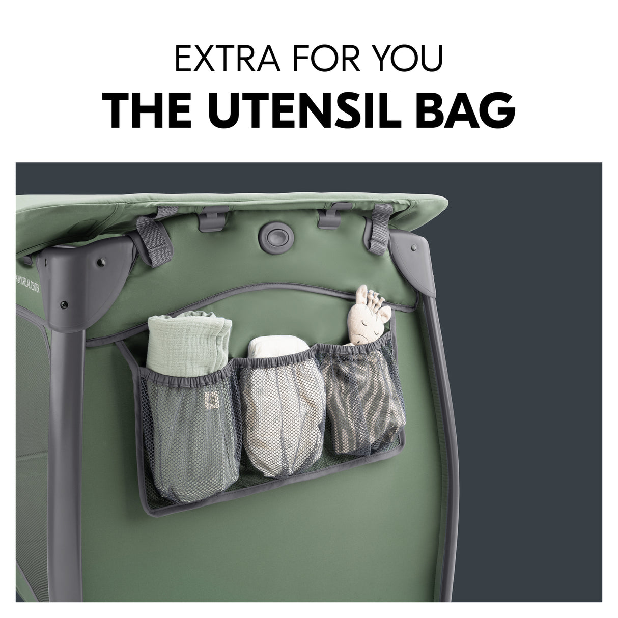 Hauck Play N Relax Centre Travel Cot - Dark Green