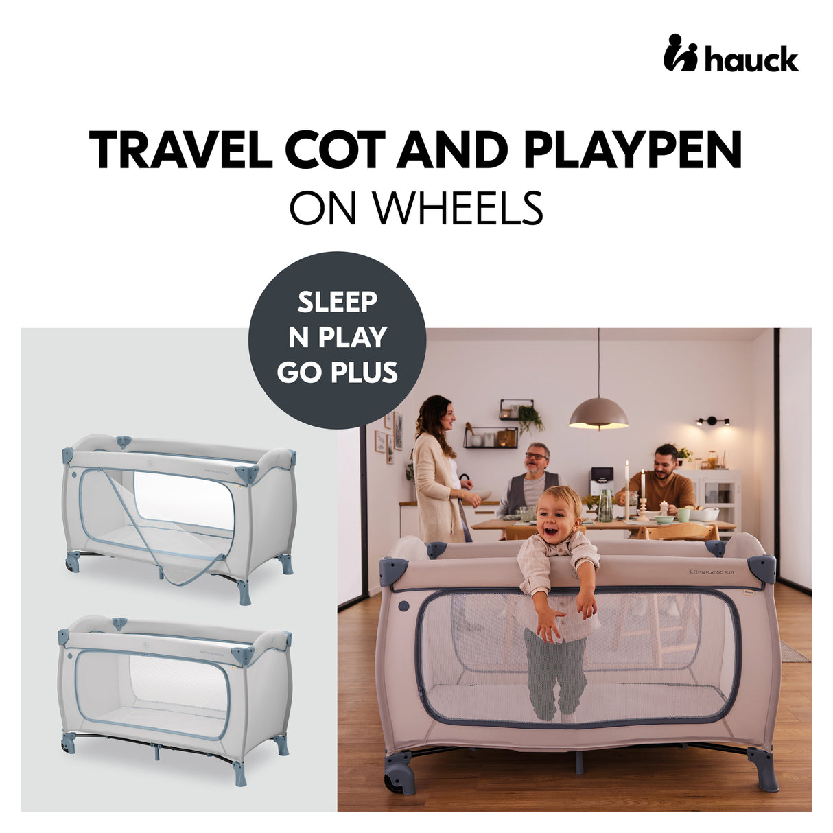 Hauck Sleep N Play Go Plus Travel Cot - Dusty Blue