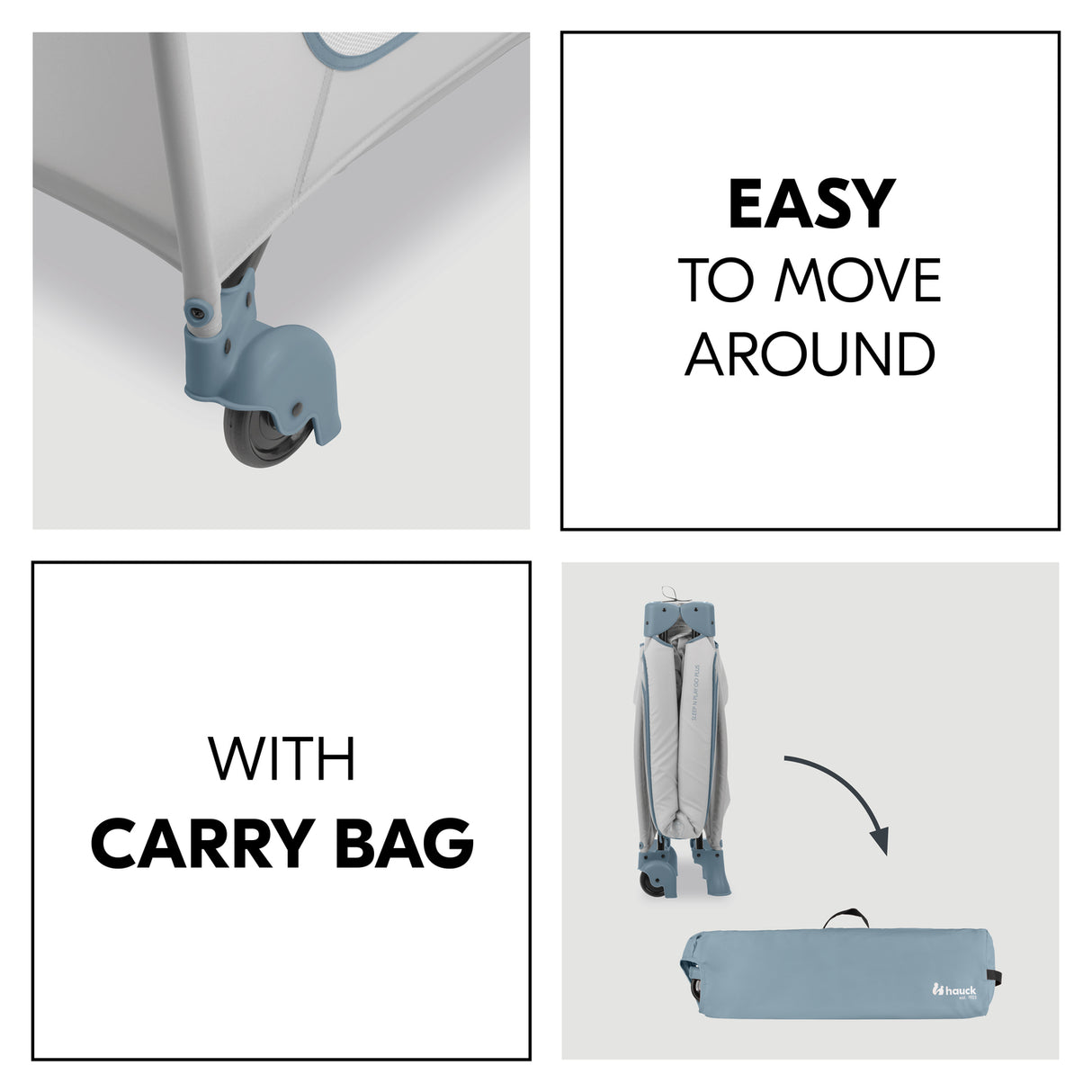 Hauck Sleep N Play Go Plus Travel Cot - Dusty Blue