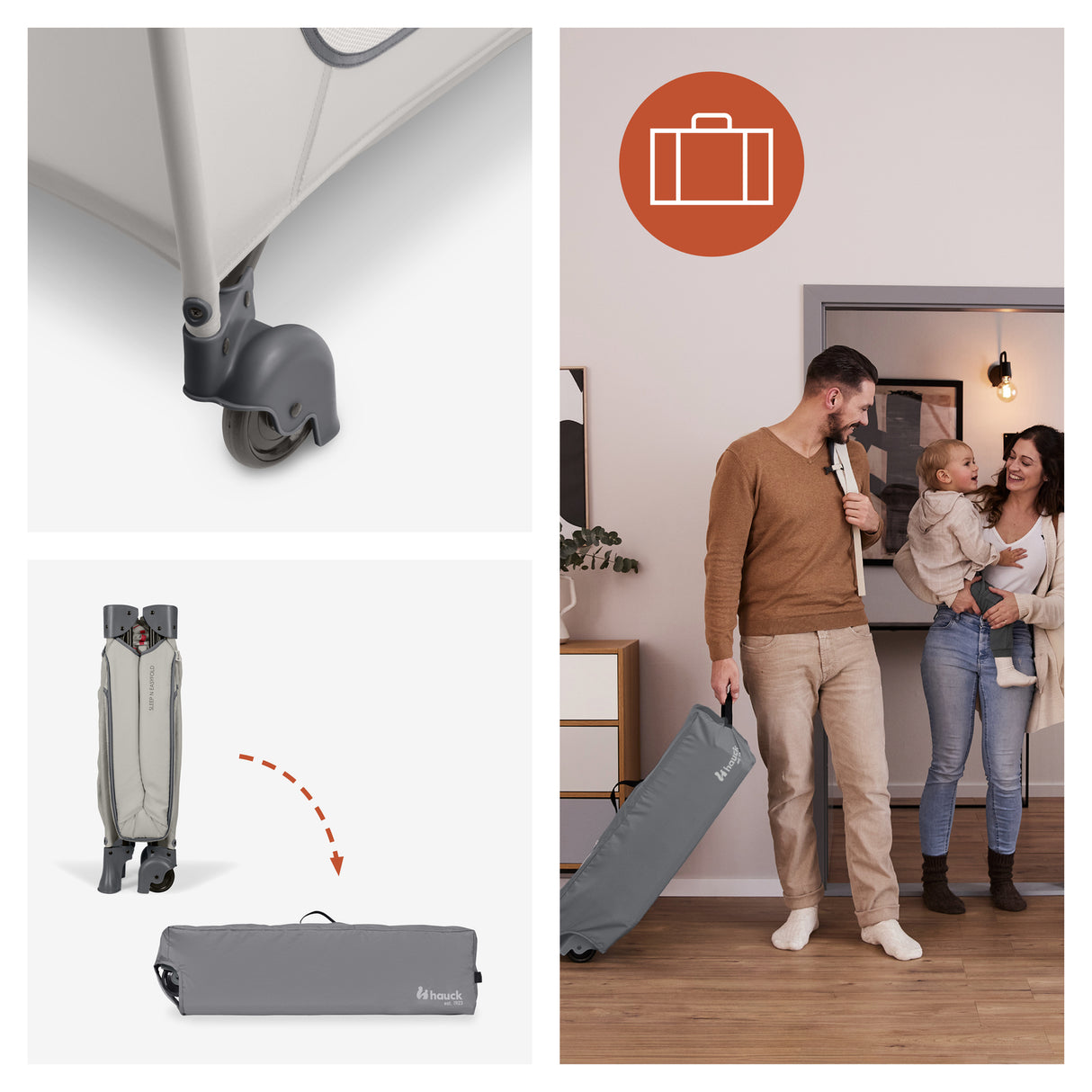 Hauck Sleep N Easy Fold Travel Cot - Dark Grey