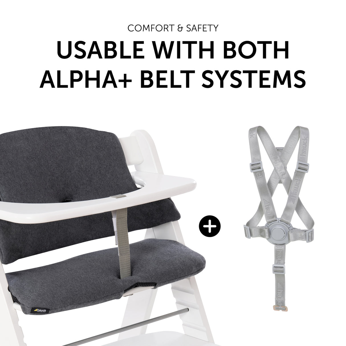 Hauck Alpha+ Highchair Select Seat Pad - Jersey Charcoal