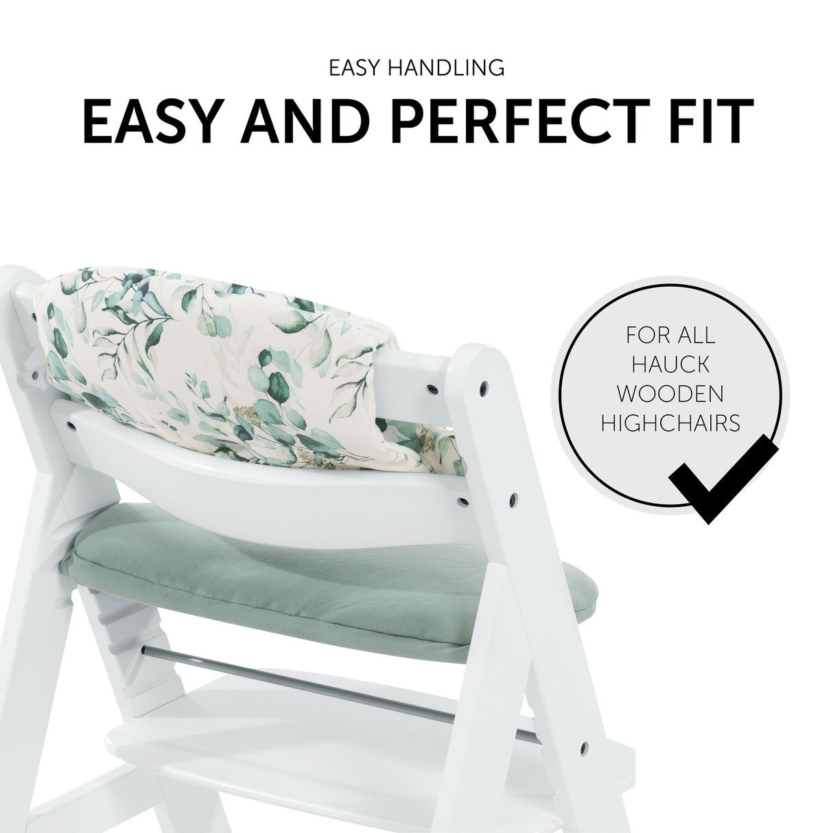 Hauck Alpha+ Highchair Select Seat Pad - Jersey Leaves Mint