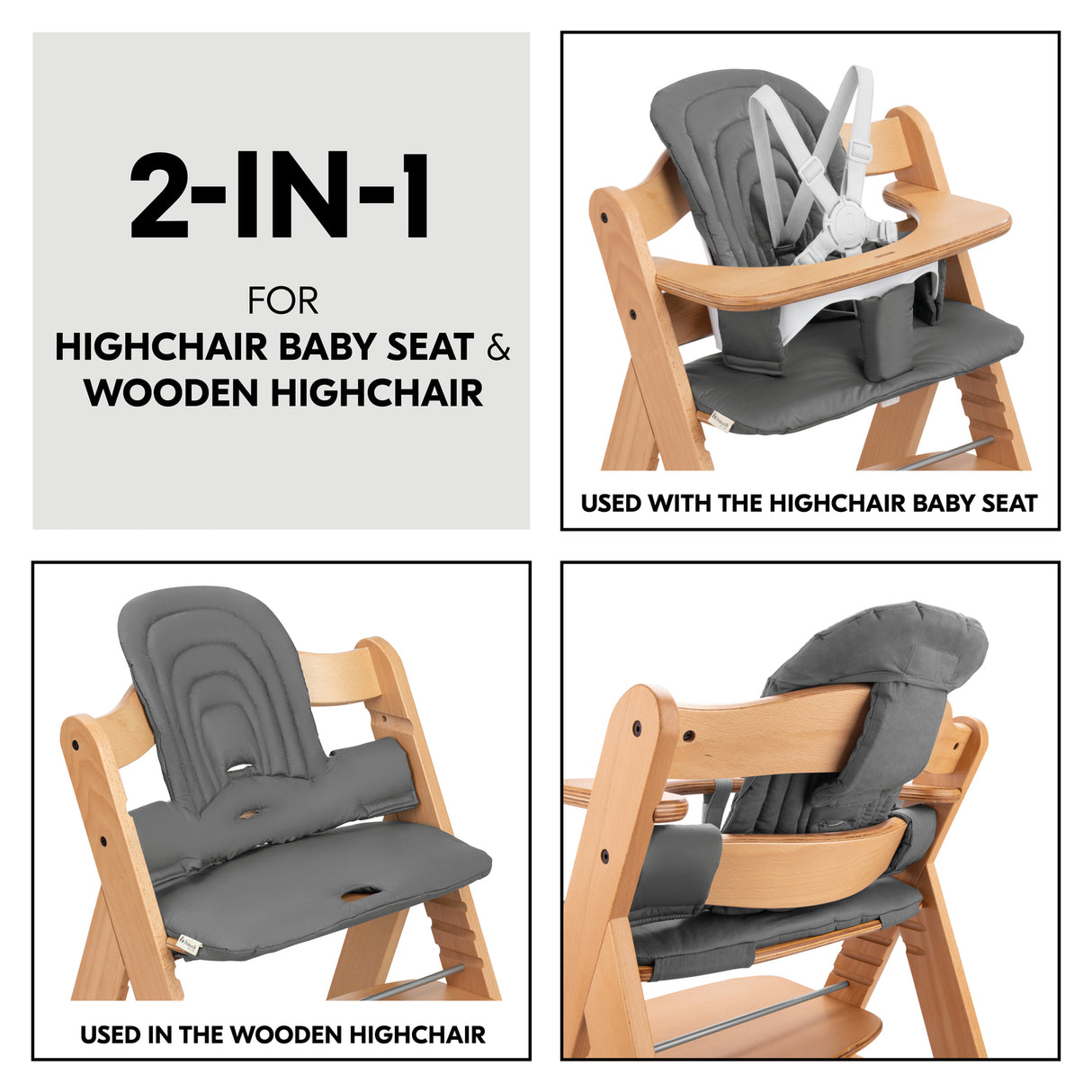 Hauck Alpha+ Highchair Baby Seat Pad - Dark Grey