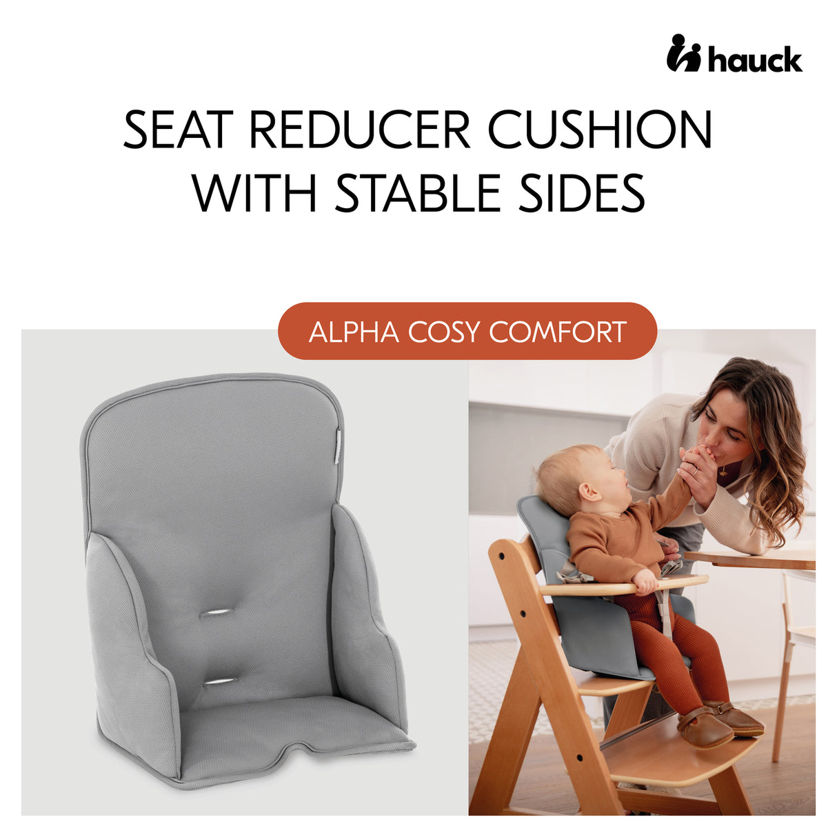 Hauck Alpha+ Highchair Cosy Comfort Seat Pad - Stretch Grey