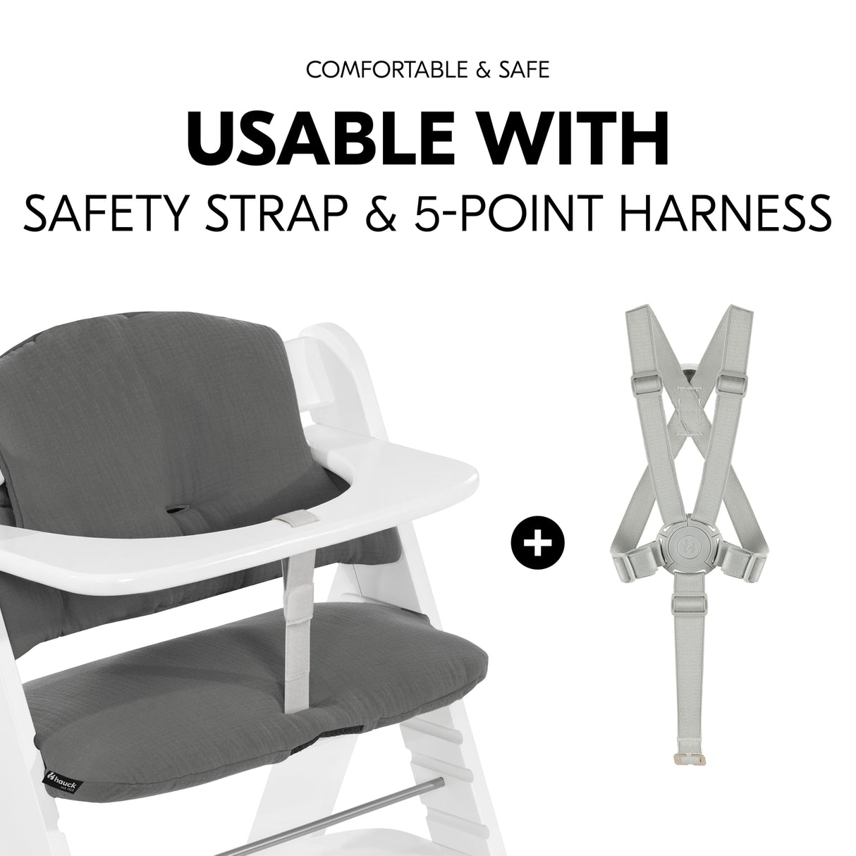 Hauck Alpha+ Highchair Select Seat Pad - Muslin Dark Grey