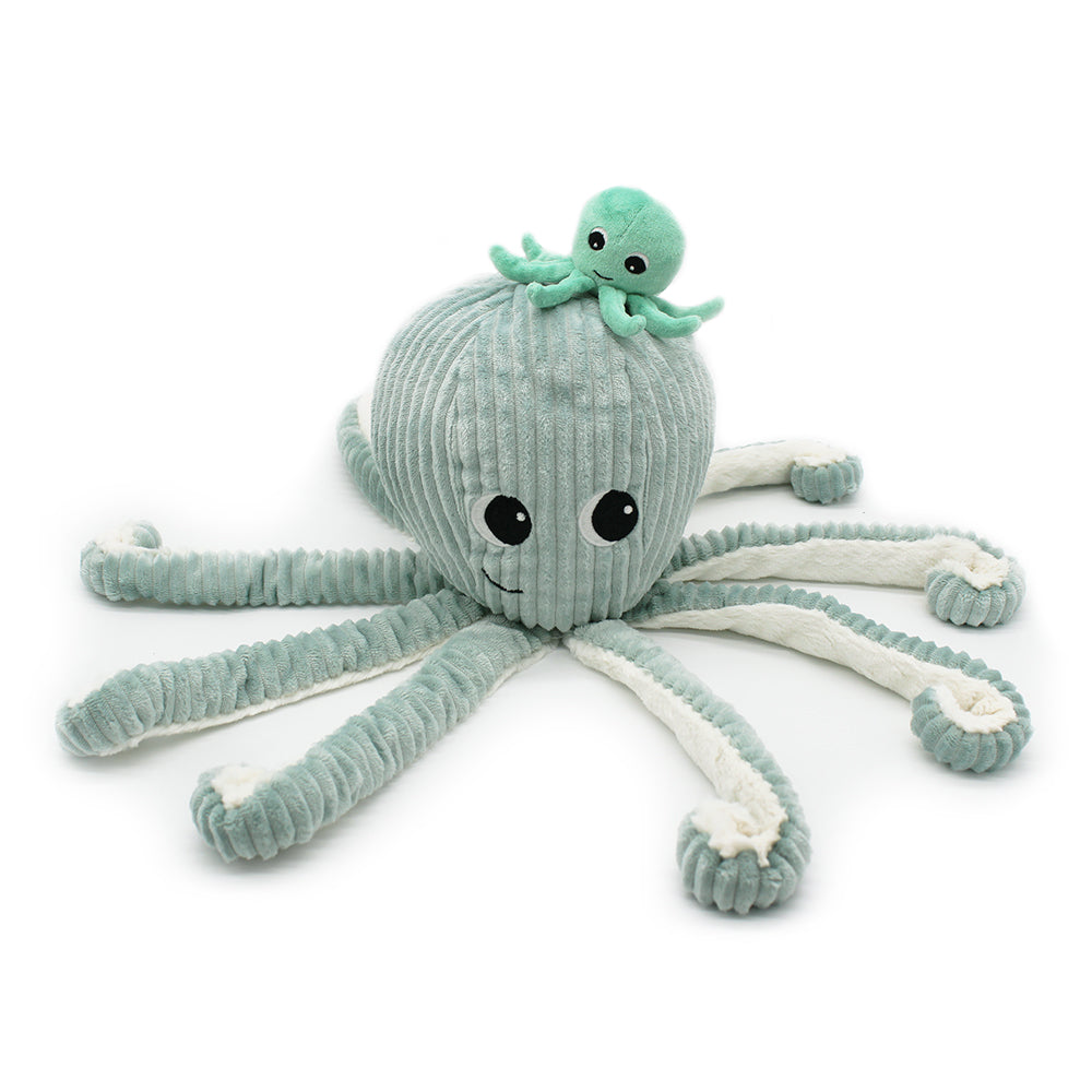 Les Ptipotos Plush Cuddly Toy: Olly the Octopus Dad & Baby - Mint