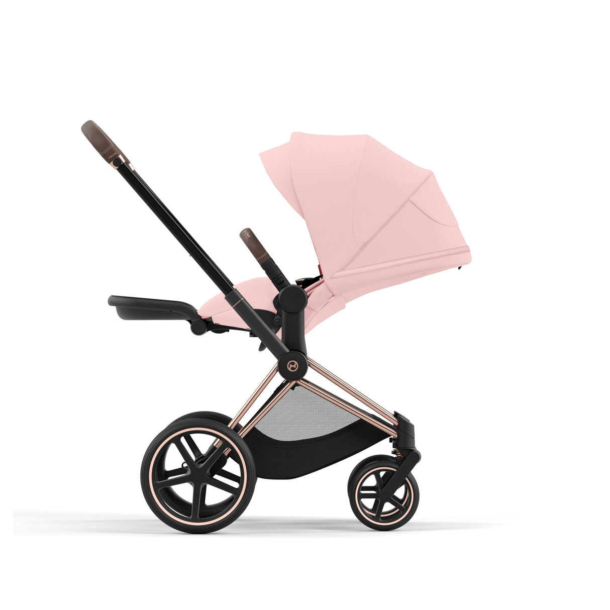Cybex Priam Travel System with Accessories, Cloud T Car Seat & ISOFIX Base - Peach Pink / Rose Gold Frame