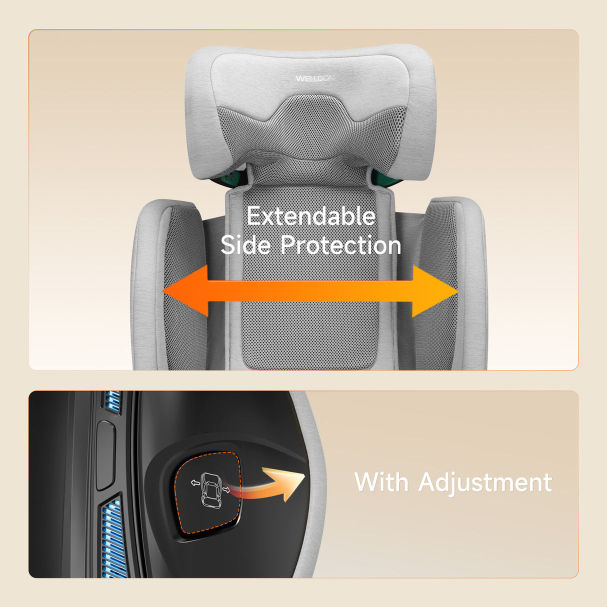 Welldon Cocoon Travel 2 High Back Booster - Moonstone
