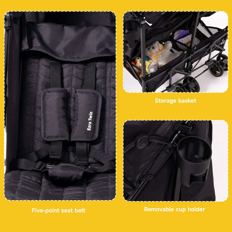 Jovikids Ezra Twin Double Stroller - Shadow Black