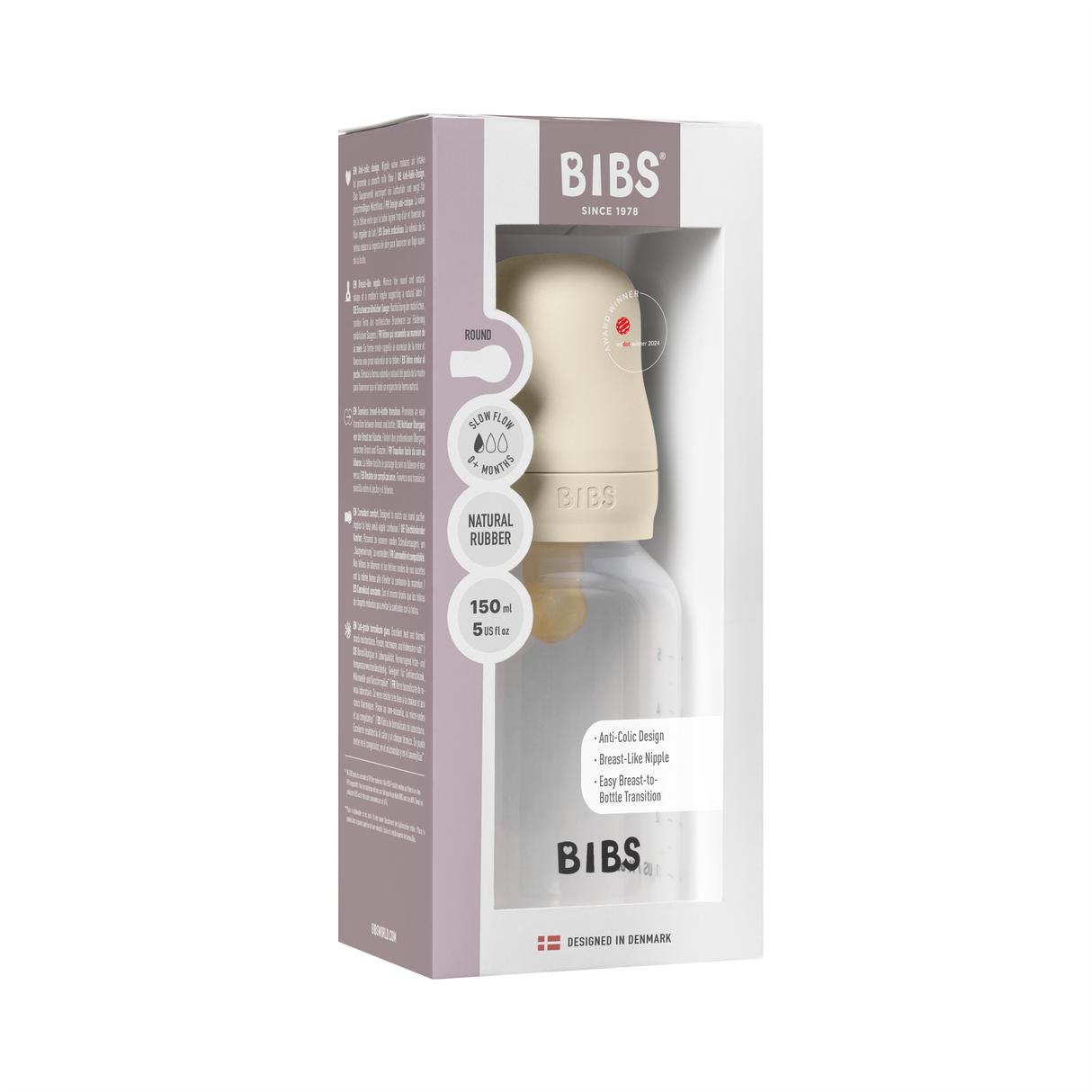 BIBS Slow Flow 150ml Latex Baby Bottle - Ivory