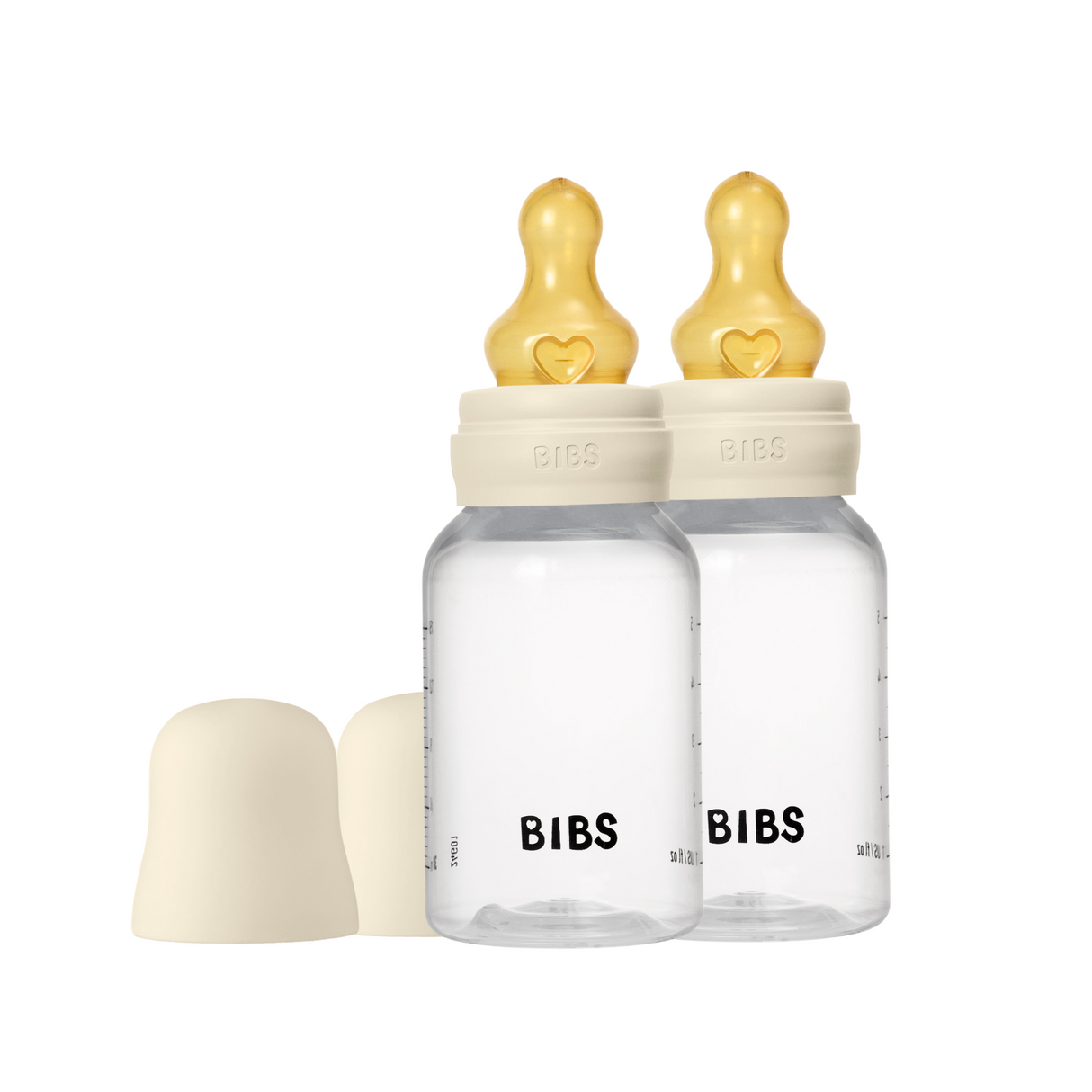 BIBS Slow Flow 2 Pack 150ml Round Latex Baby Bottle Set - Ivory