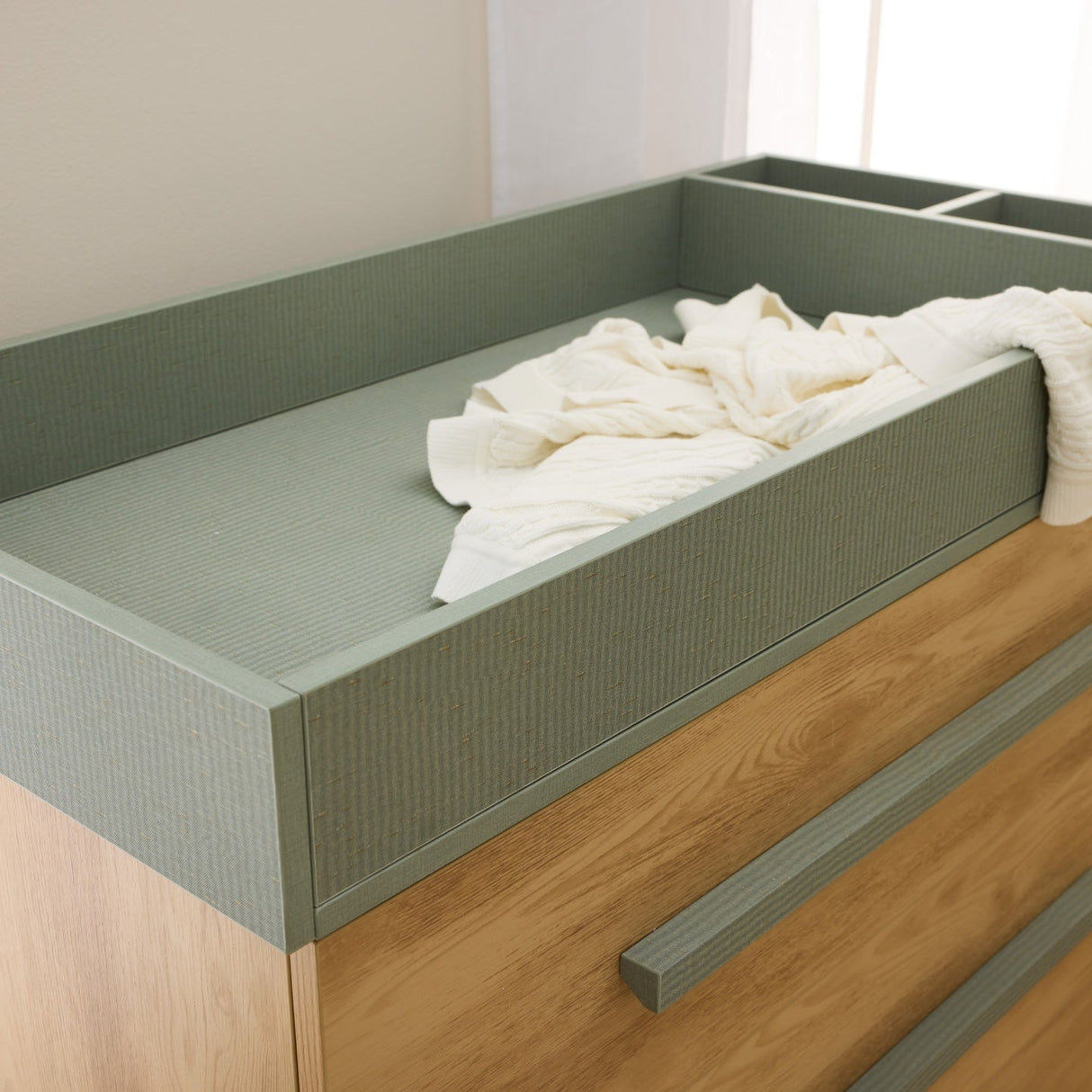 Tutti Bambini Hallee Dresser / Chest Changer - Golden Oak & Sage Weave