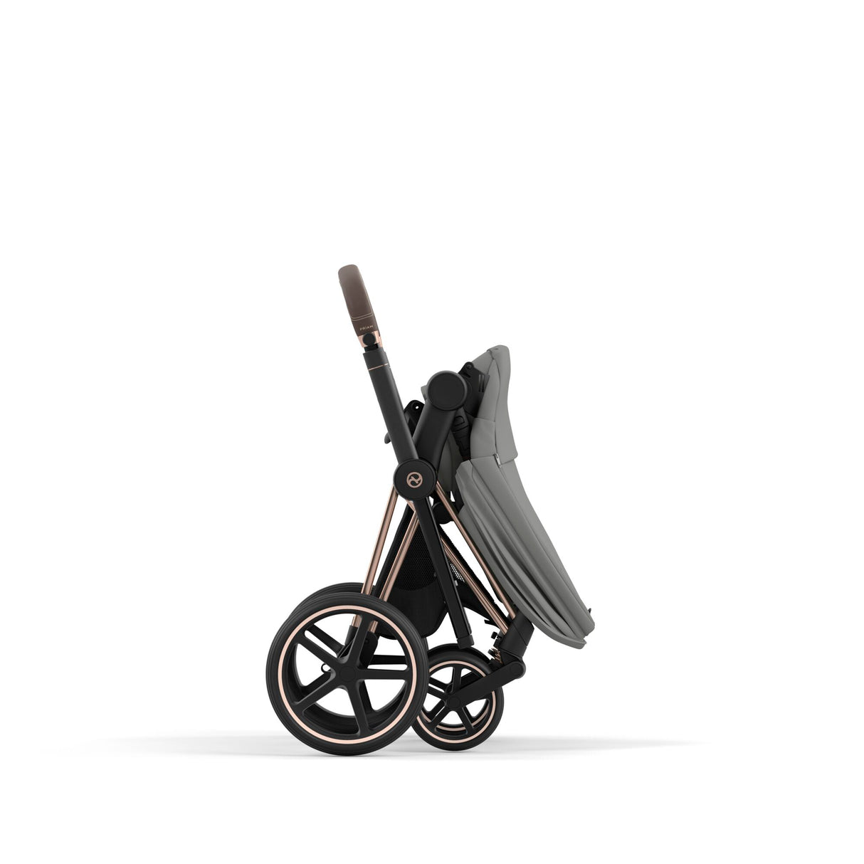 Cybex Priam Travel System with Accessories, Cloud T Car Seat & ISOFIX Base - Mirage Grey / Rose Gold Frame