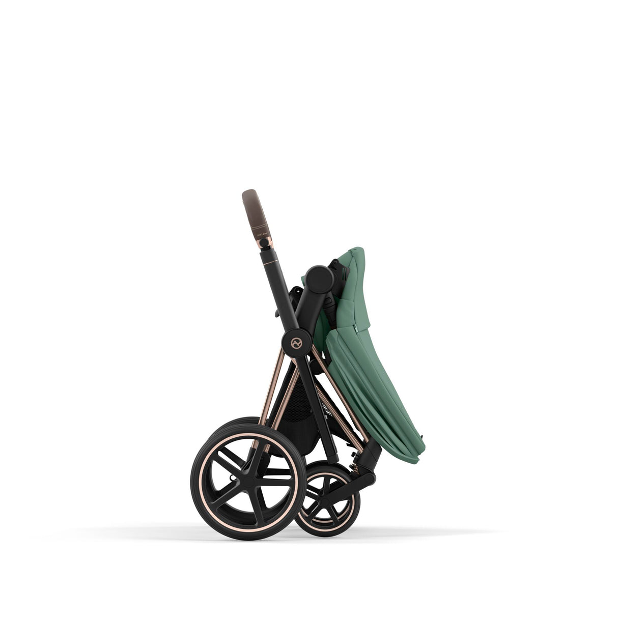 Cybex Priam Travel System with Accessories, Cloud T Car Seat & ISOFIX Base - Leaf Green / Rose Gold Frame