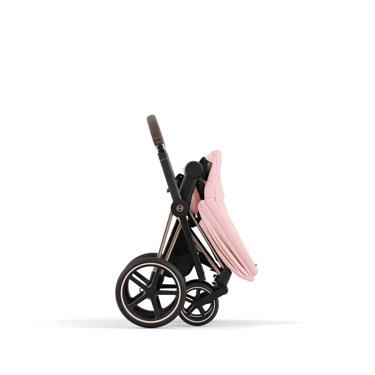 Cybex Priam Travel System with Accessories, Cloud T Car Seat & ISOFIX Base - Peach Pink / Rose Gold Frame