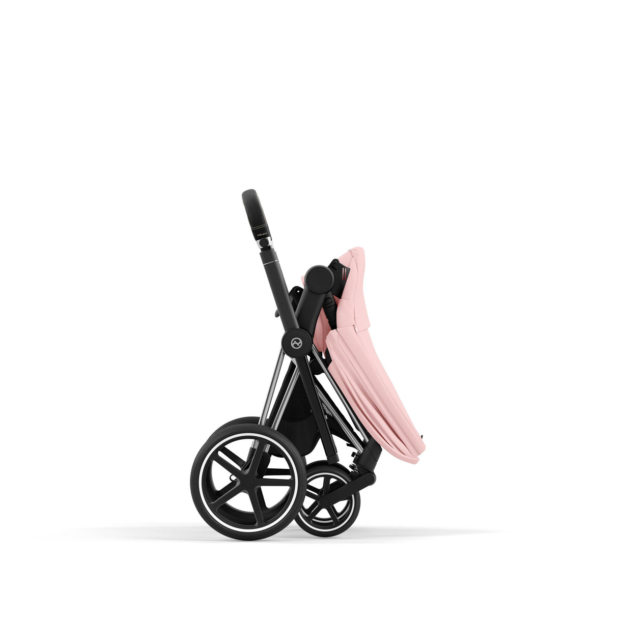 Cybex Priam Travel System with Accessories, Cloud T Car Seat & ISOFIX Base - Peach Pink / Chrome Black Frame