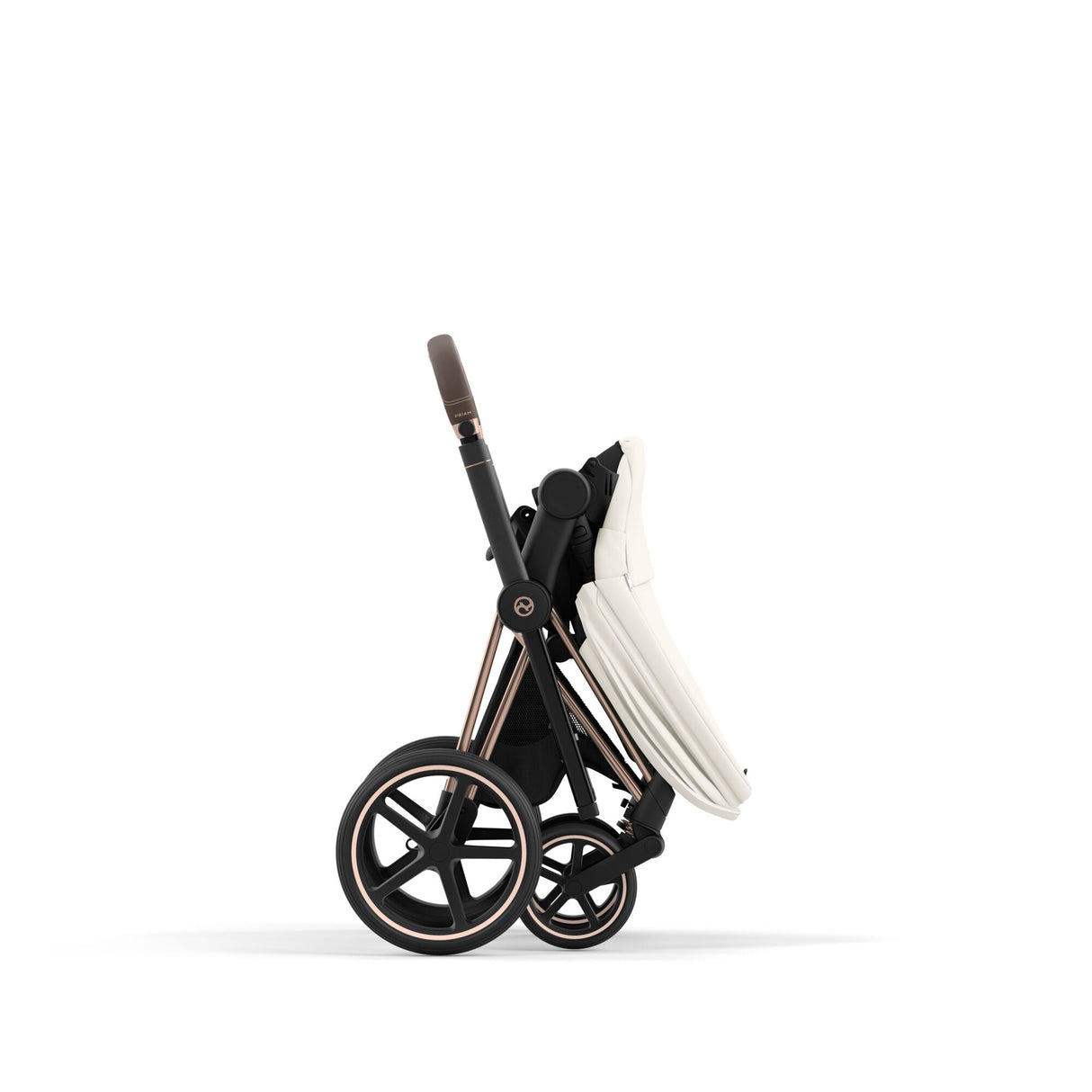 Cybex Priam Travel System with Accessories, Cloud T Car Seat & ISOFIX Base - Off White / Rose Gold Frame