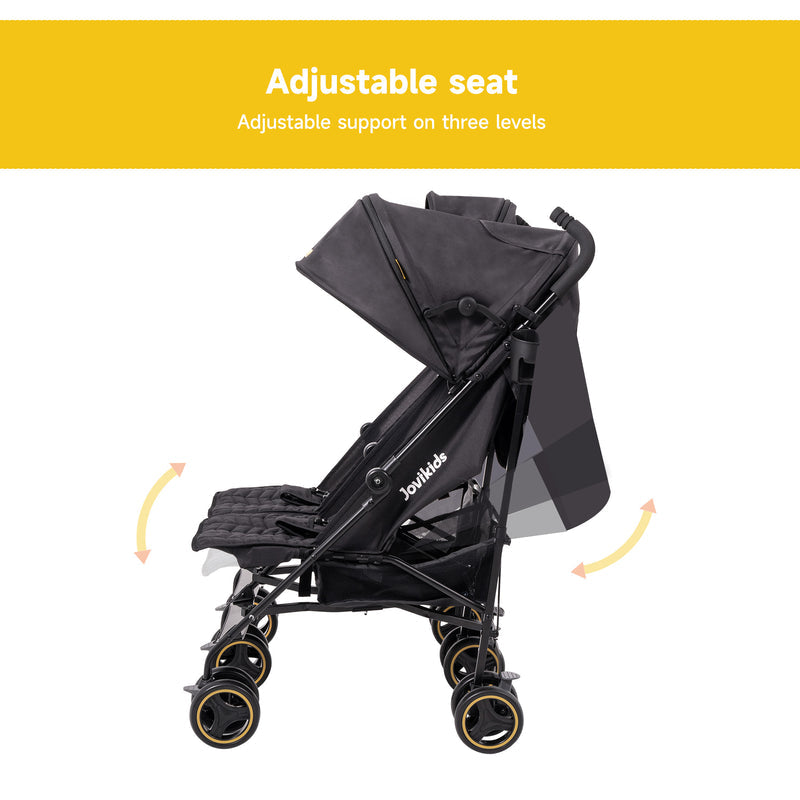 Jovikids Ezra Twin Double Stroller - Shadow Black