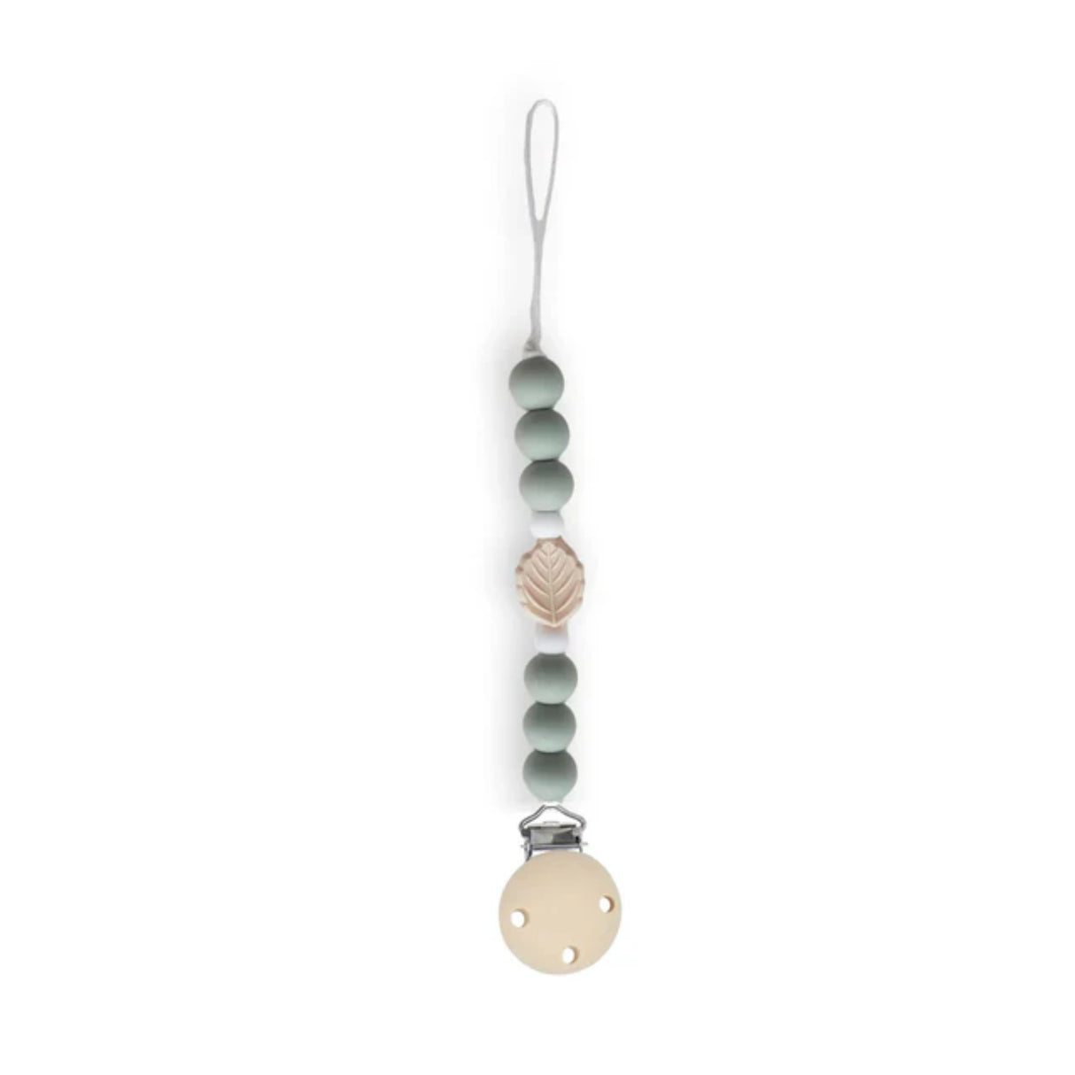 Chewies Silicone Leaf Teething Pacifier Clip - Sage