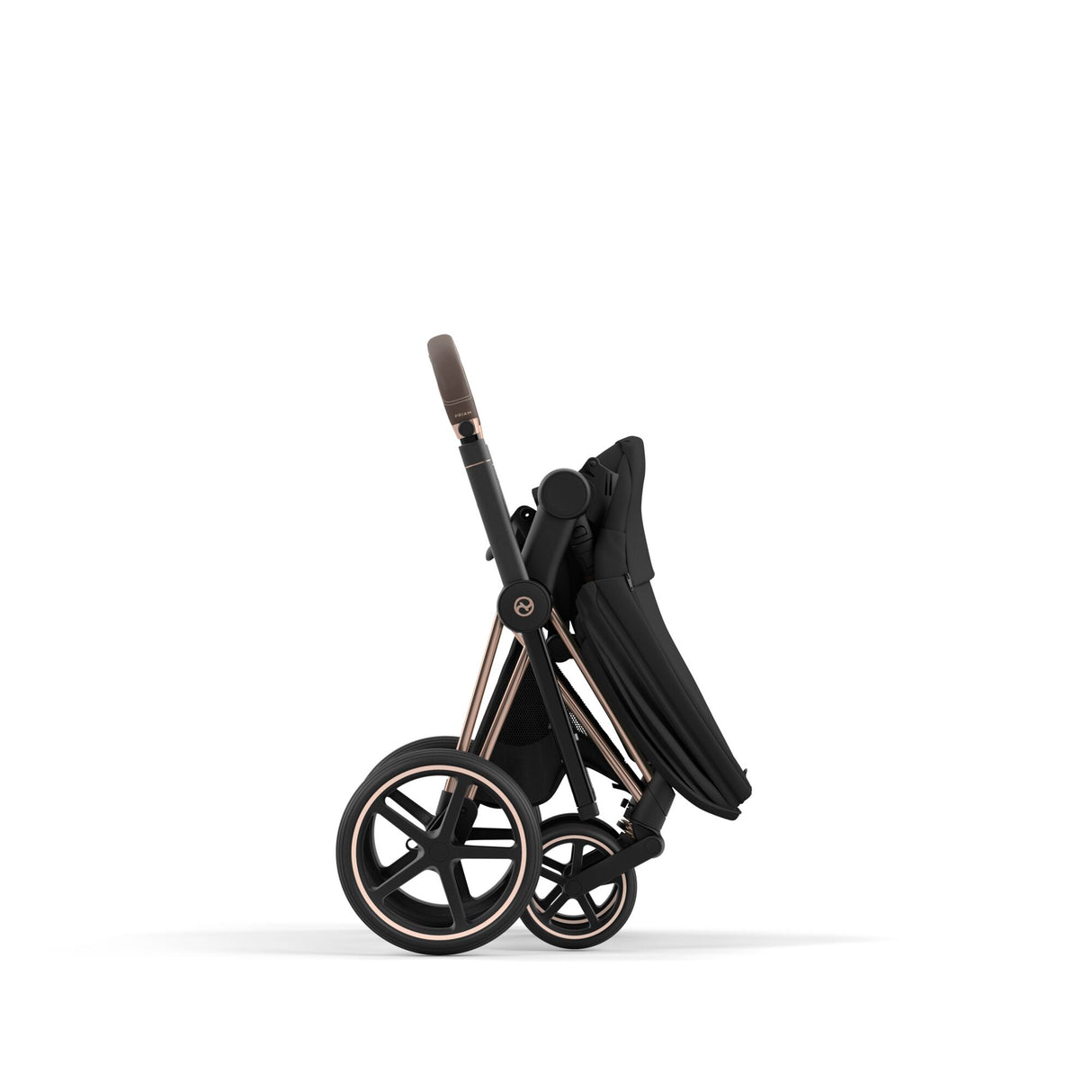 Cybex Priam Travel System with Accessories, Cloud T Car Seat & ISOFIX Base - Sepia Black / Rose Gold Frame